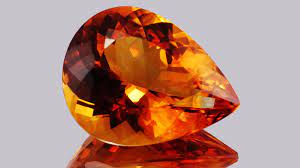 Orange-Red Jacinth stone, pear-shaped