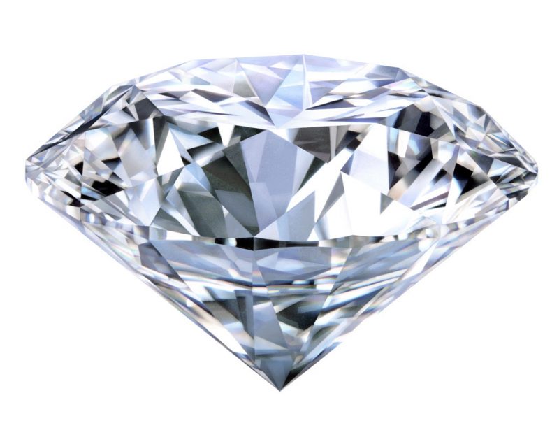 Shiny round cut diamond on a white background