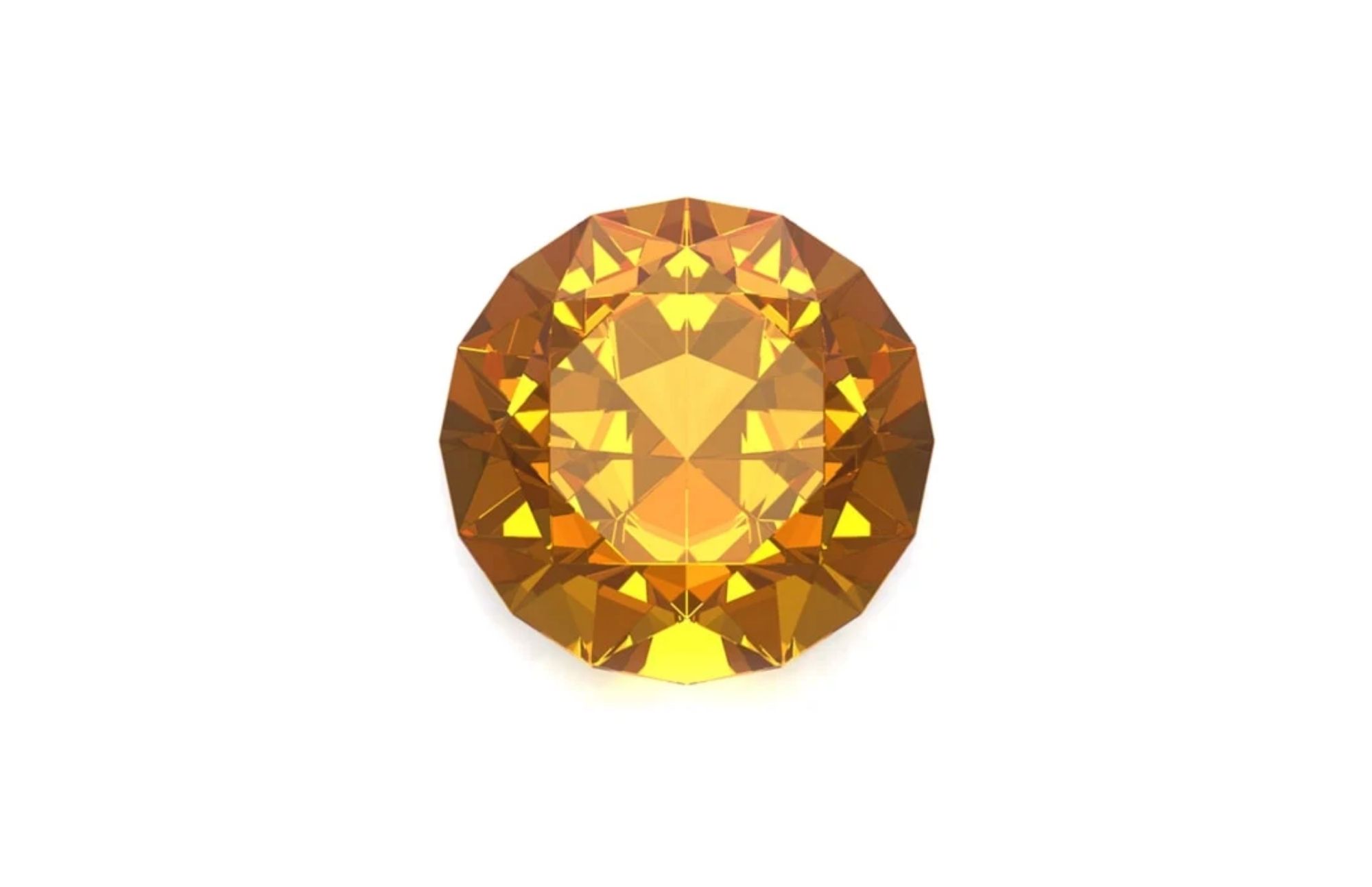 Goldish-yellow Topaz gem on a white background