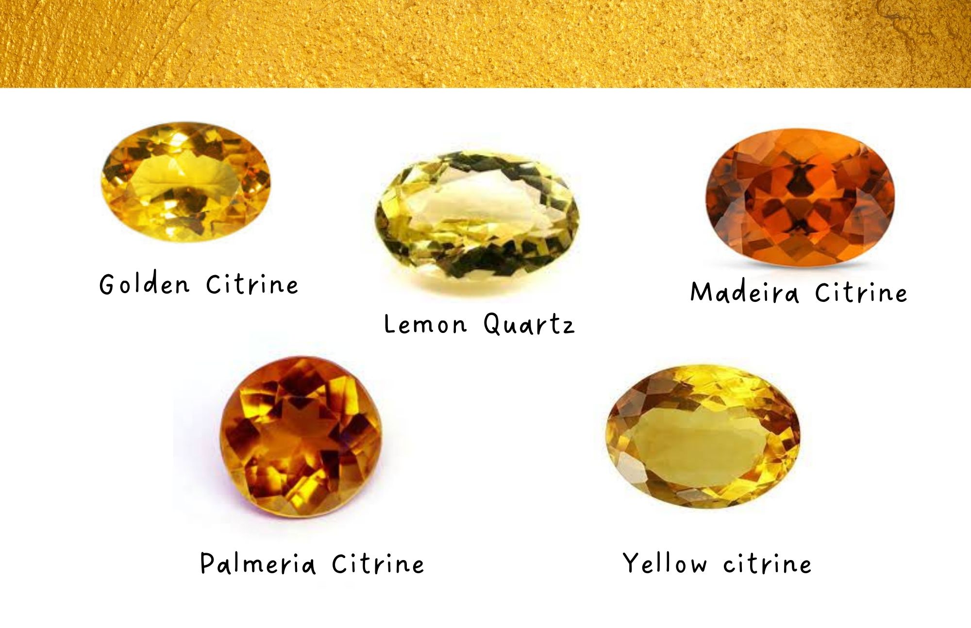 Five different types of citrines in one picture