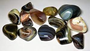 Botswanan Agate Stones In Various Shapes And Colors