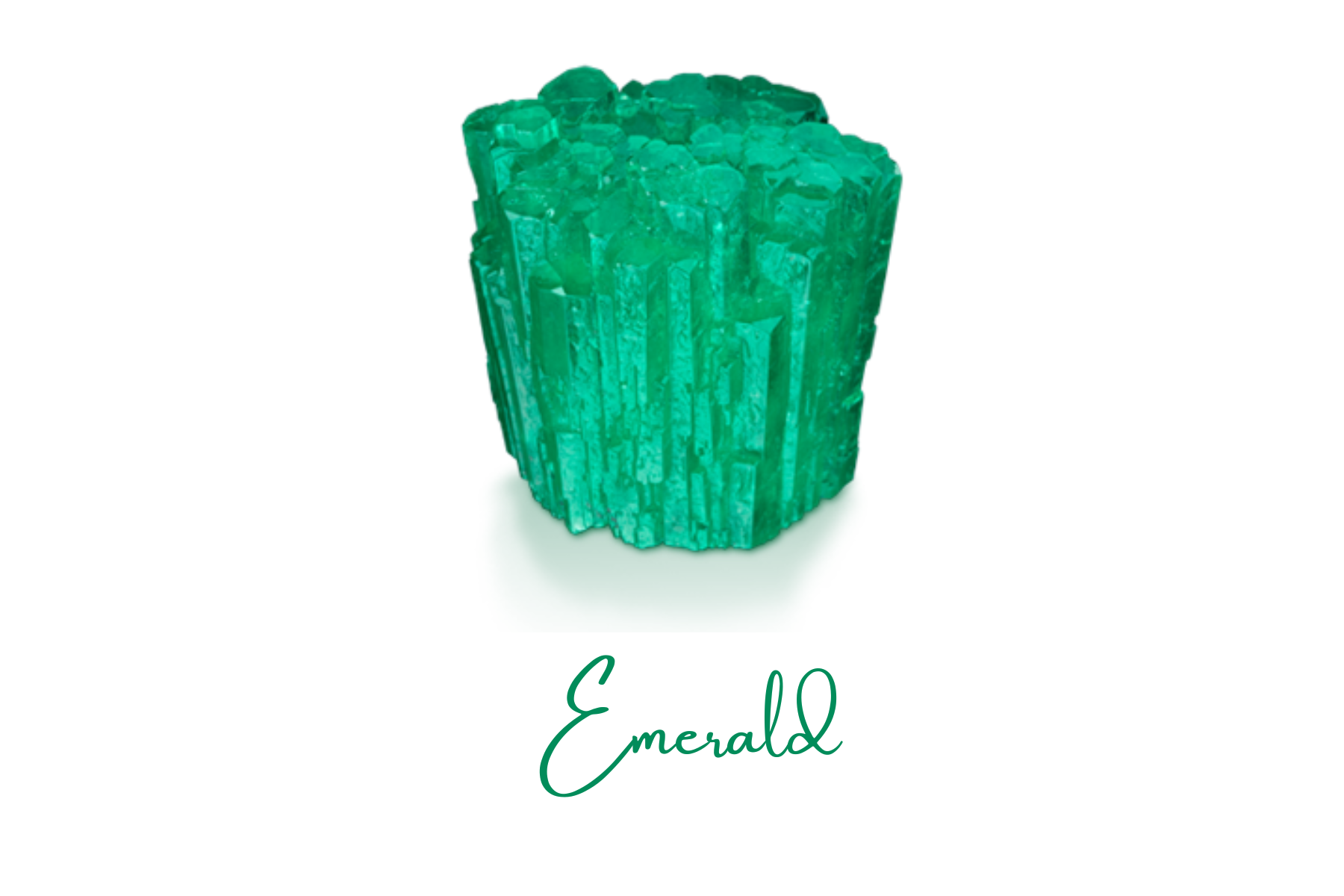 Elongated emerald crystals linked together
