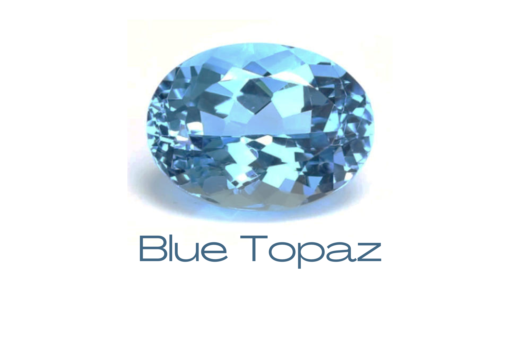 Oblong blue topaz gemstone