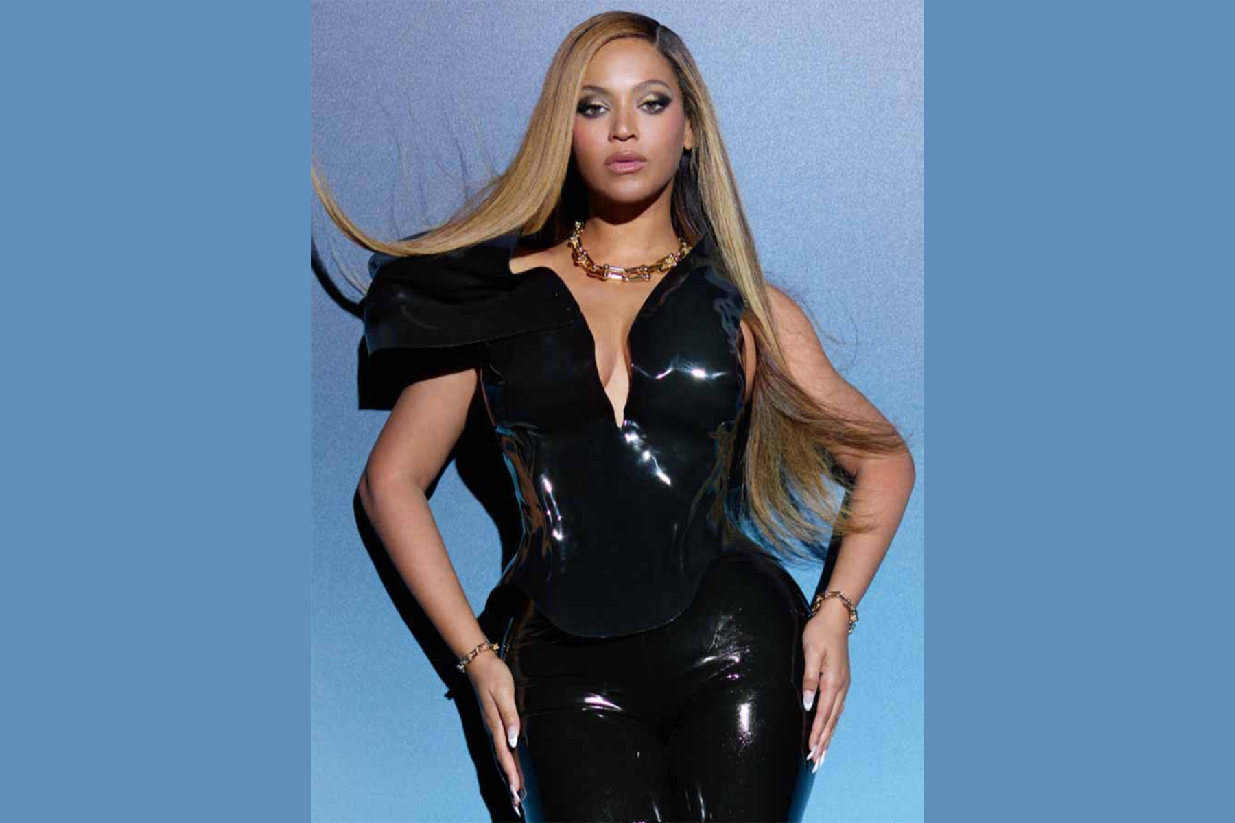 Beyoncé wearing a Graham Cruz custom black gloss bodice and Tiffany HardWear jewels in Tiffany’s “Lose Yourself in Love” campaign