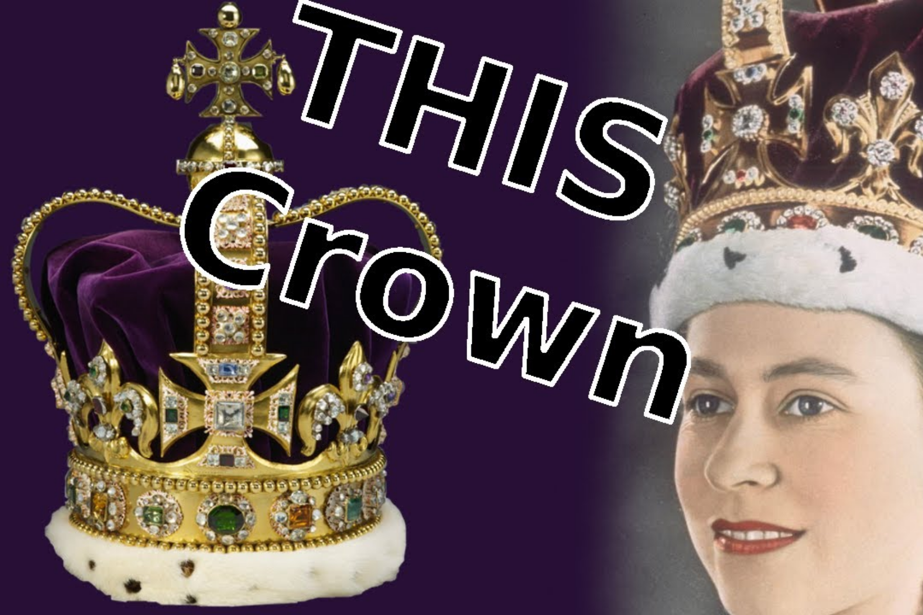 The St. Edward's crown 22-carat gold, with a circumference of 66 cm (26 in), measures 30 cm (12 in) tall, and weighs 2.23 kg (4.9 lb). It has four fleurs-de-lis and four crosses pattée, supporting two dipped arches topped by a monde and cross pattée and Queen Elizabeth is wearing it