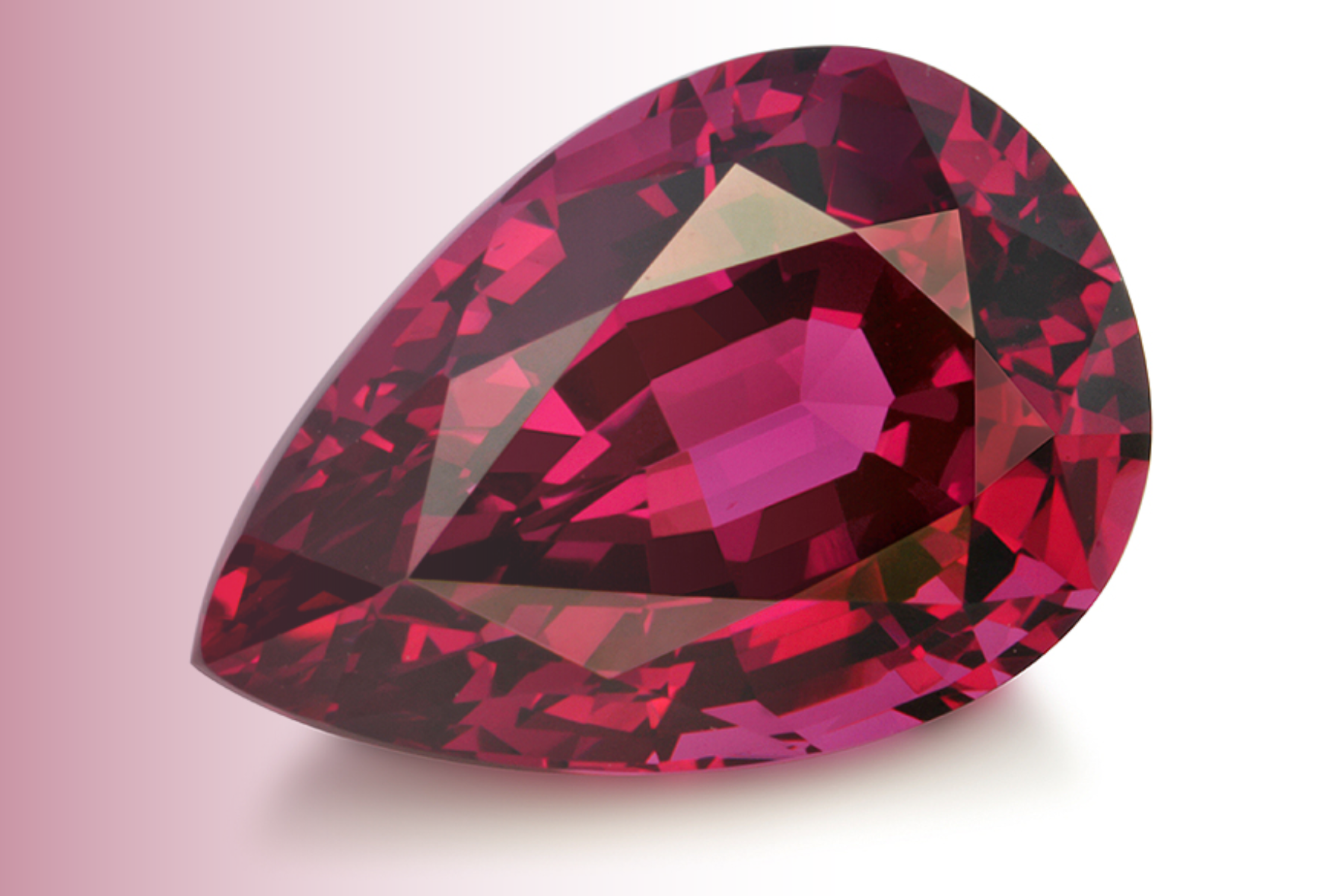 Eye-drop shape rhodolite garnet crystal