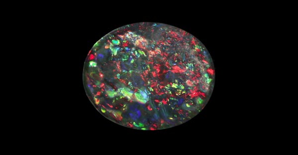 Oval black opal with different colors