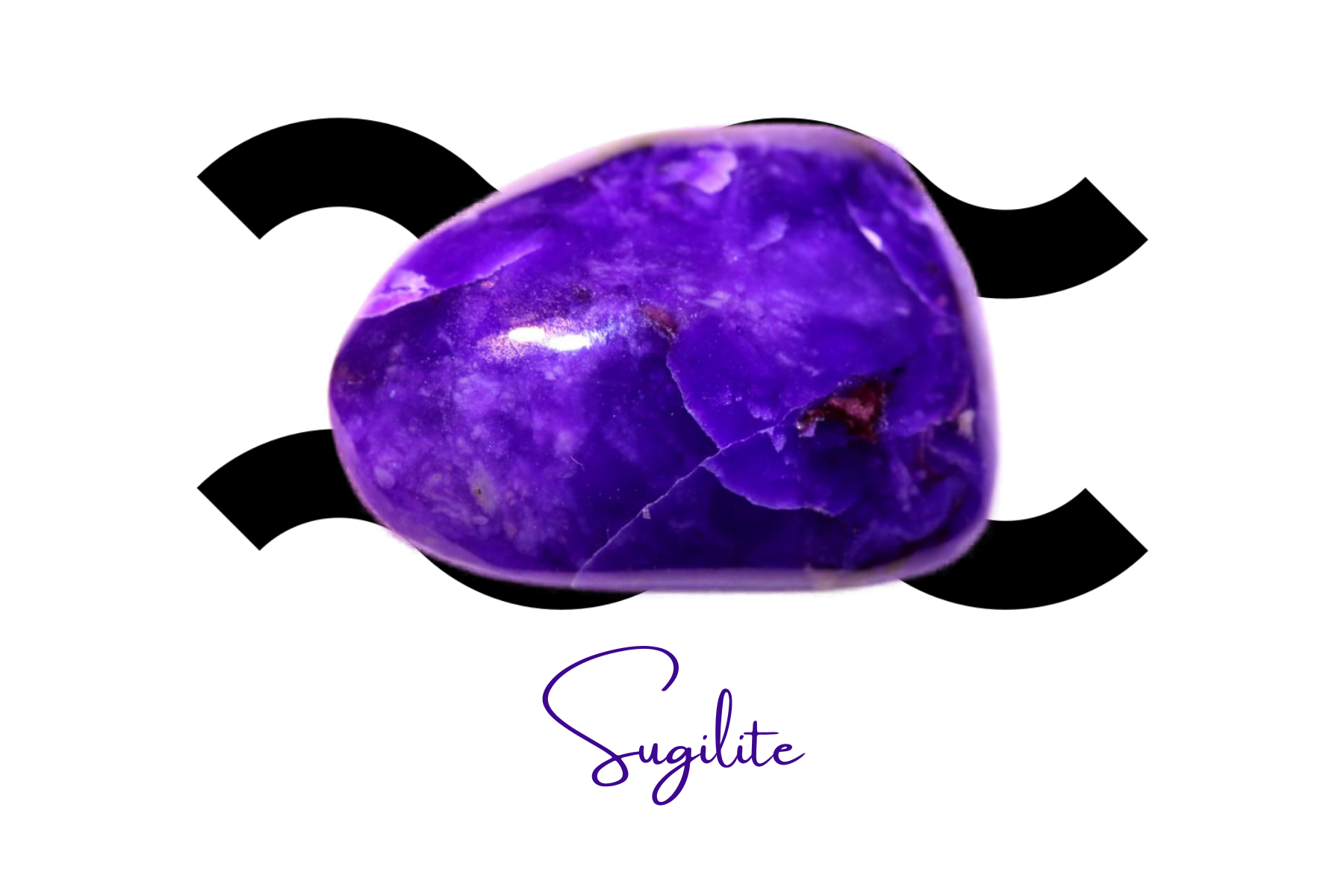 Rock-shaped purple sugilite over the Aquarius sign