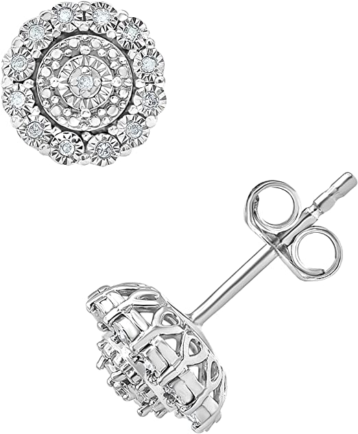 A pair of stunning diamond sterling silver studs