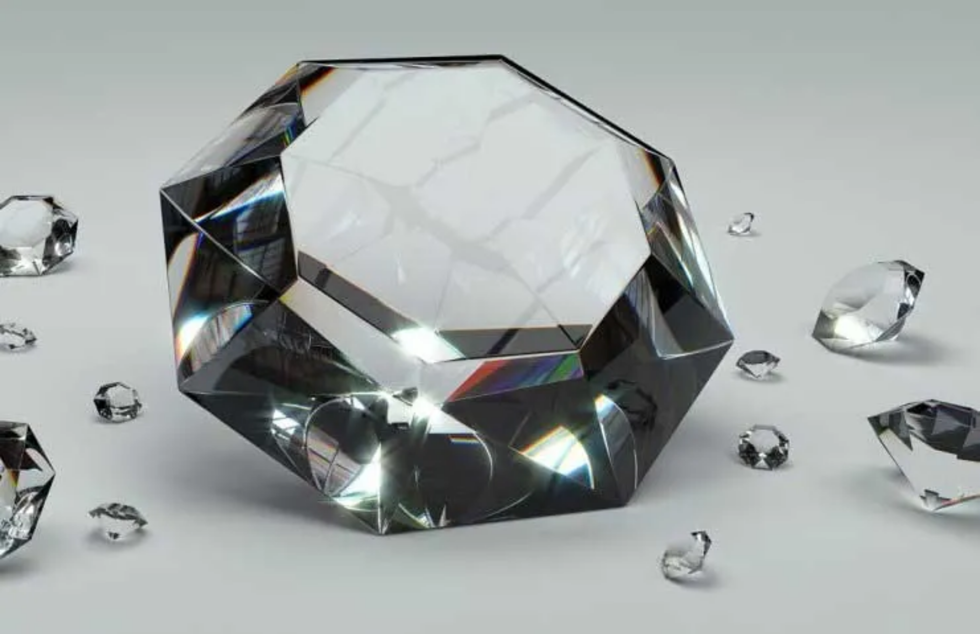 A big diamond stone with mini diamonds surrounding it