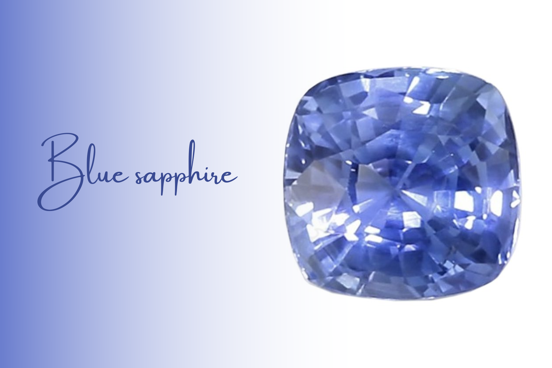 A smooth-cornered square blue sapphire