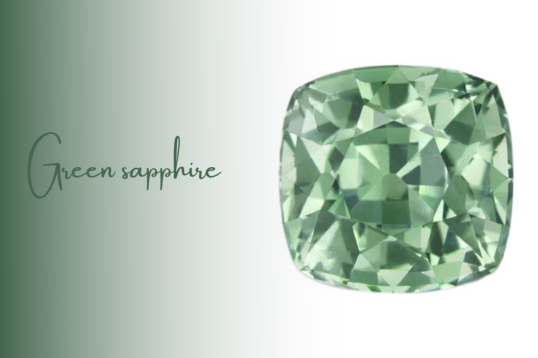 A smooth-cornered square green sapphire