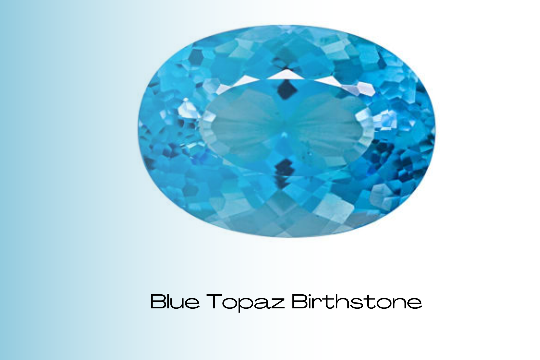 Oblong blue topaz stone