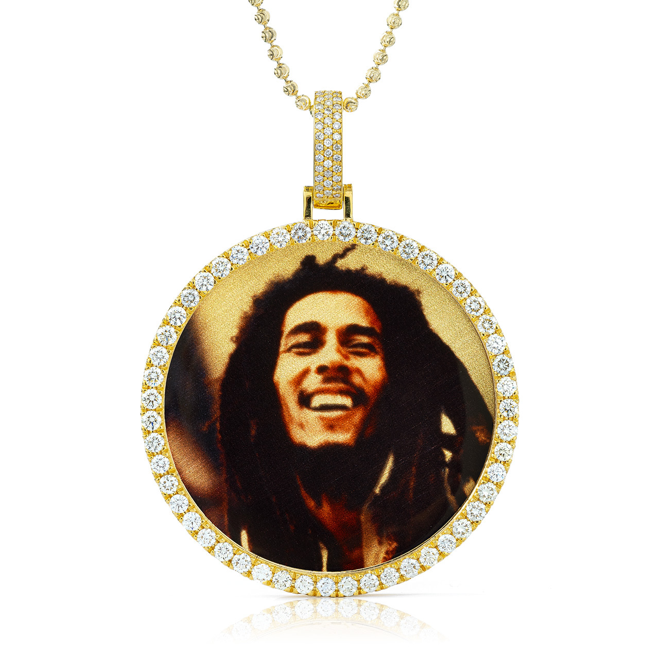 Custom Bob Marley gold pendant necklace
