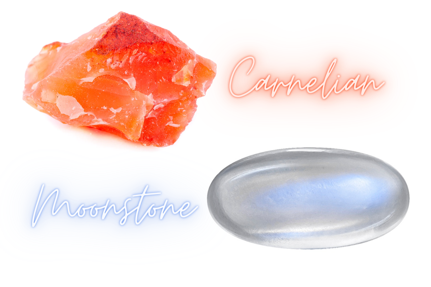Carnelian and Moonstone crystals
