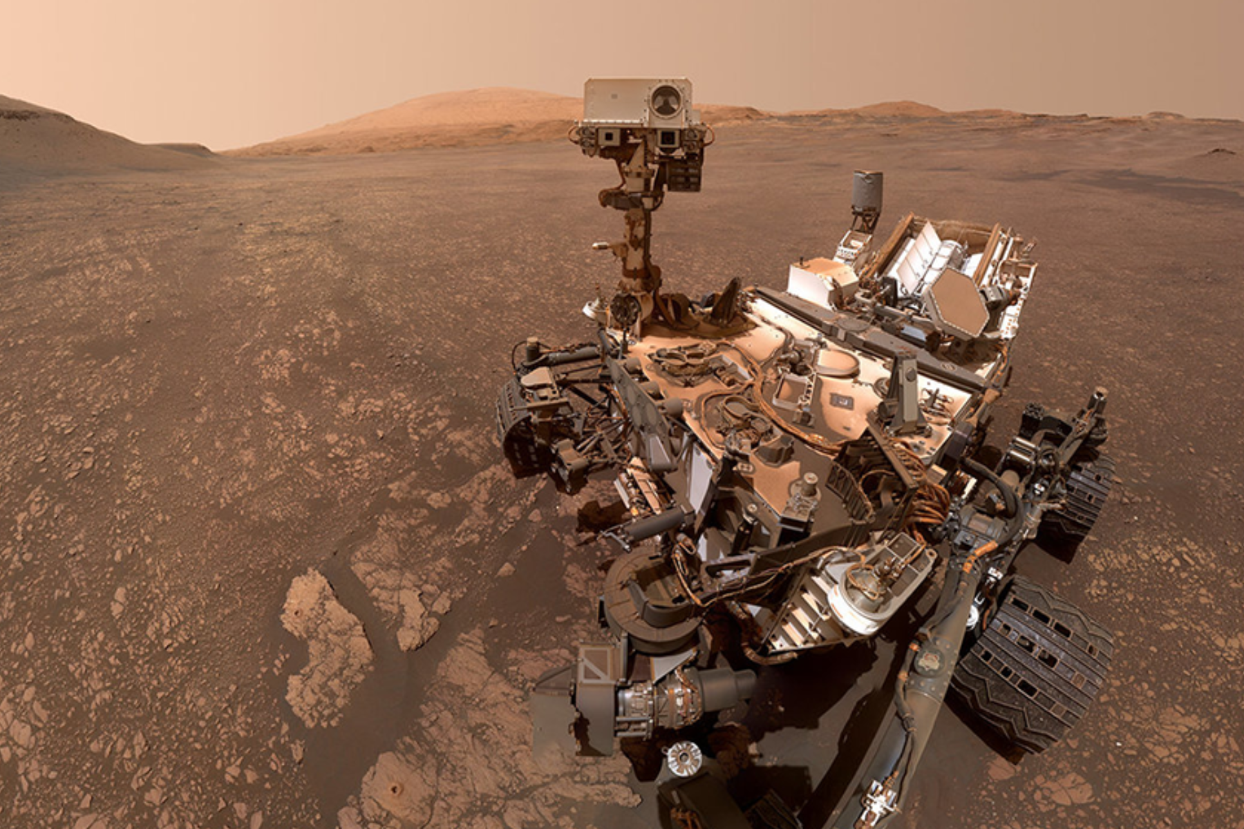 The Curiosity rover on planet Mars