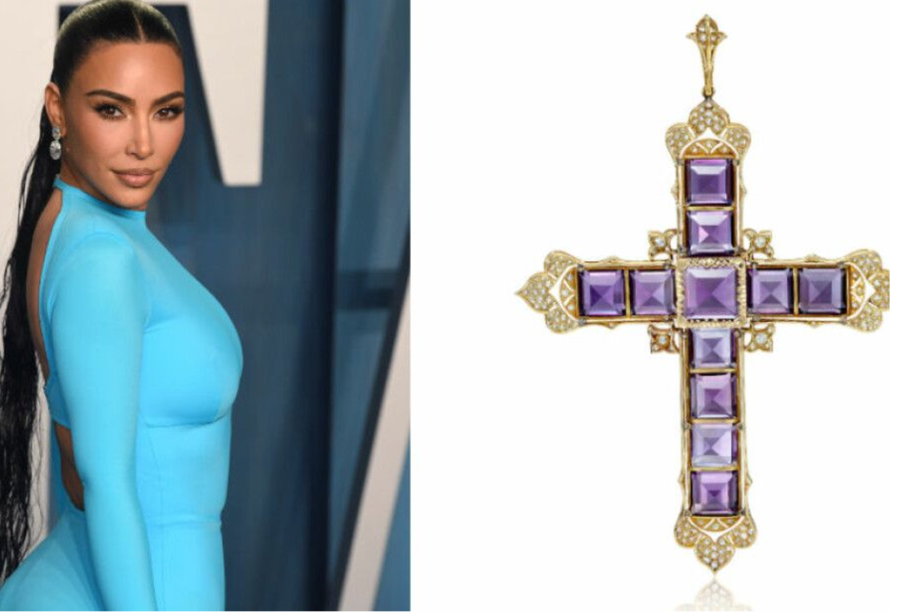 Kim Kardashian Buys Famous Princess Diana Amethyst Cross Pendant At Auction