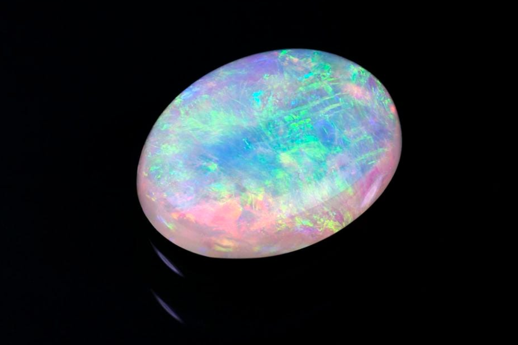 Opal stone placed on a dark background