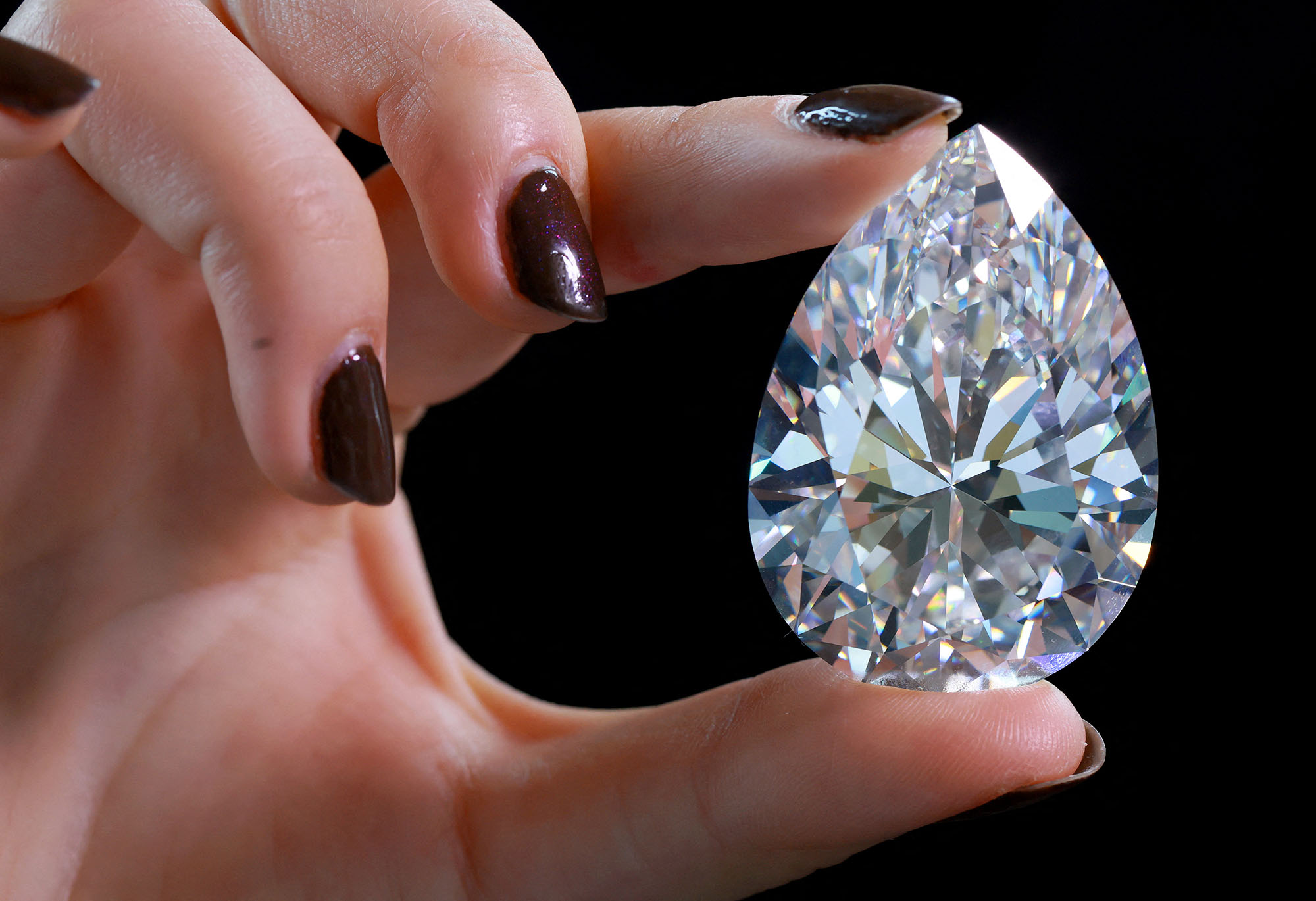 A pear-shaped diamond gemstone