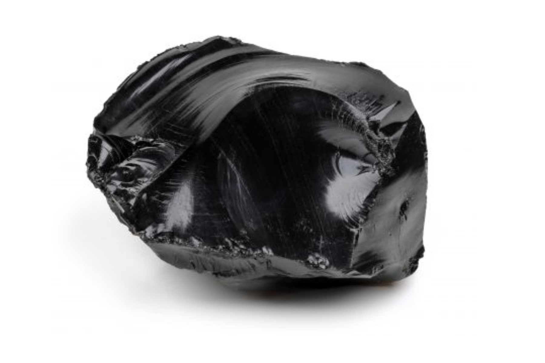 A smooth piece of black obsidian