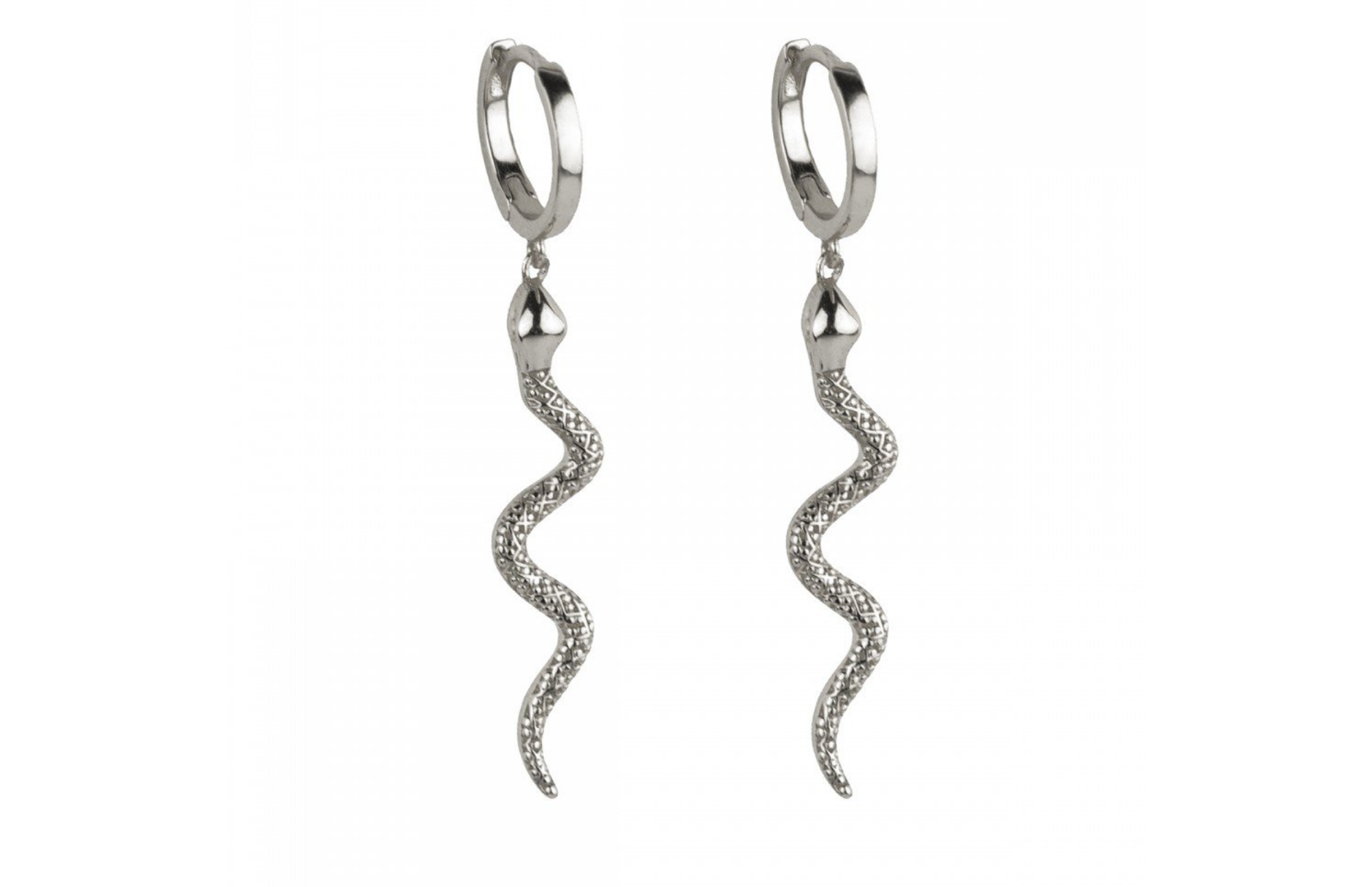 Pair snake hoops silver earrings