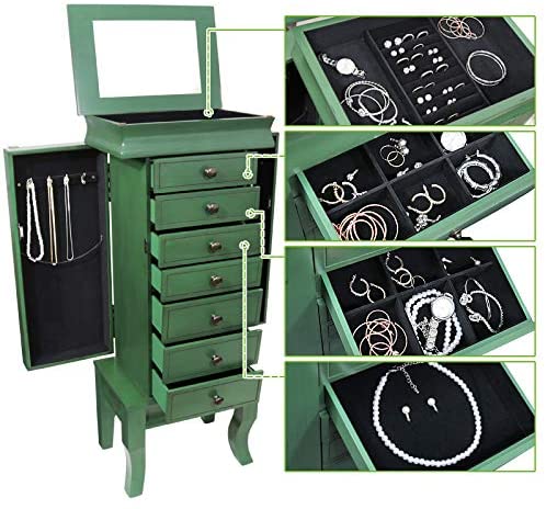 Green colored wooden armoire