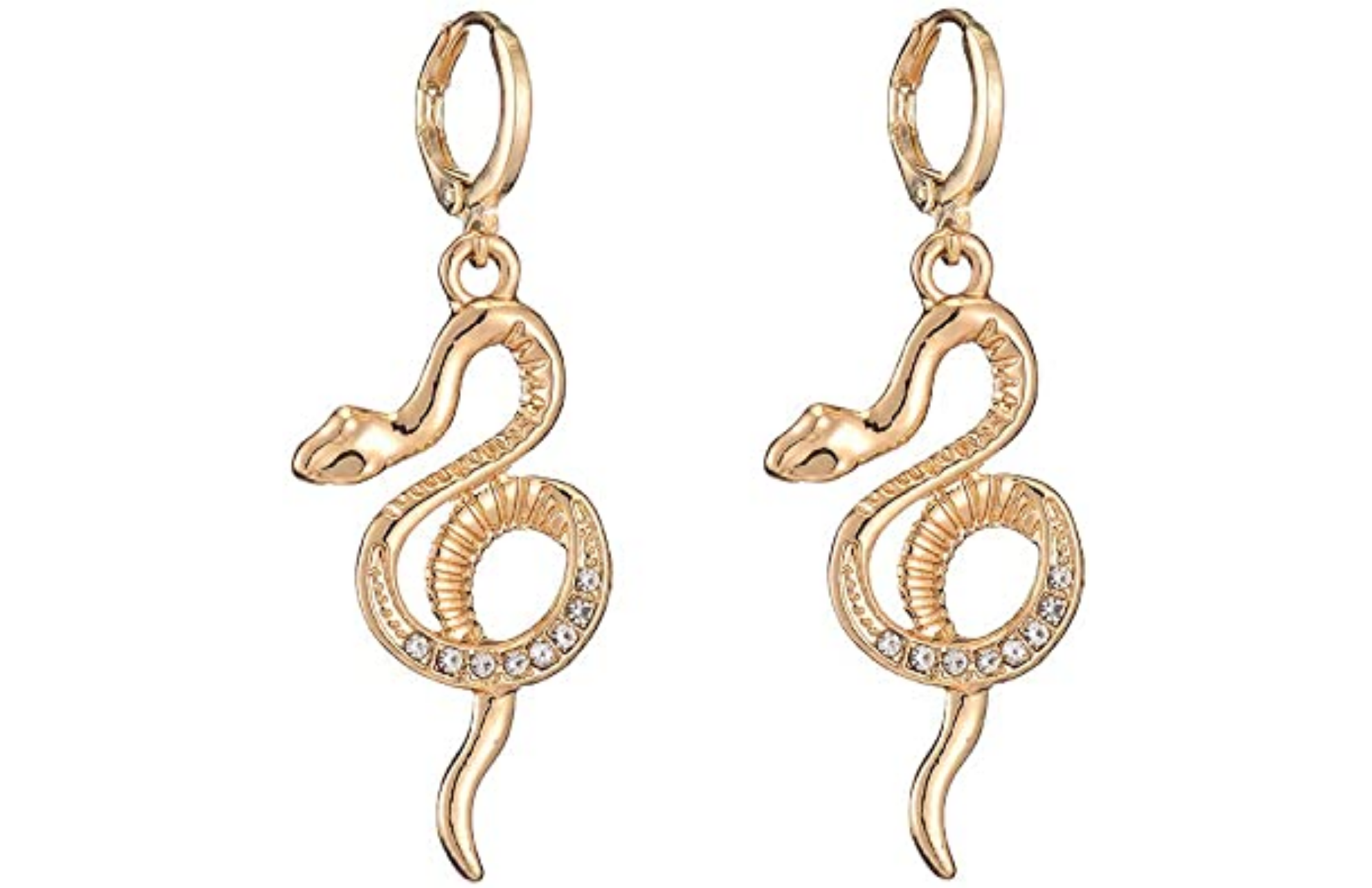 A pair of mevecco gold snake hoop earrings