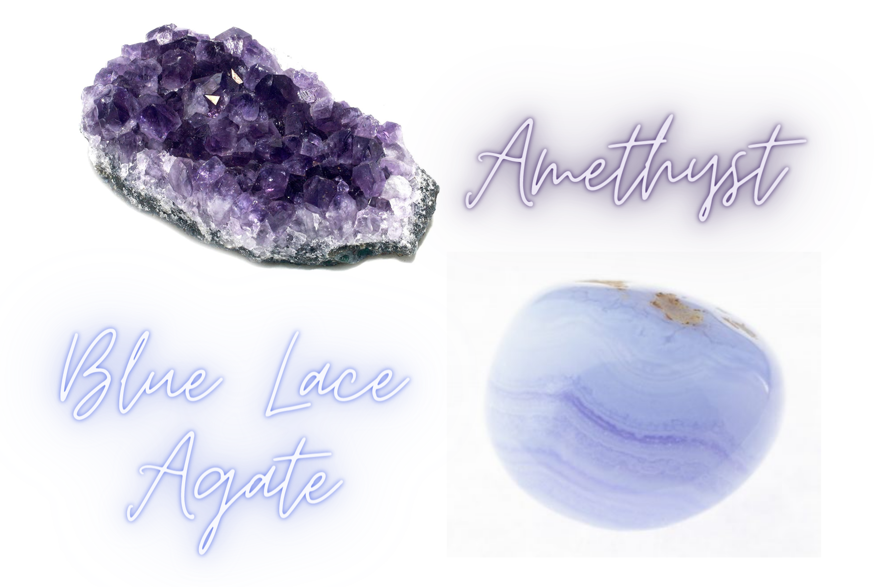 Amethyst and Blue Lace Agate crystals