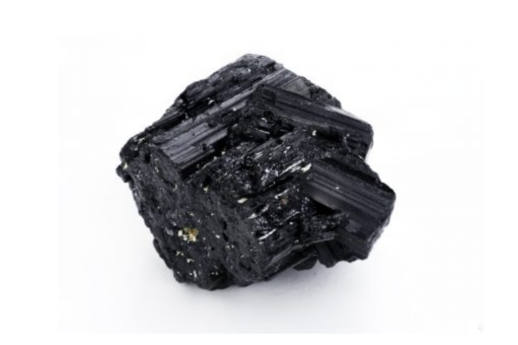 A solid black tourmaline crystal