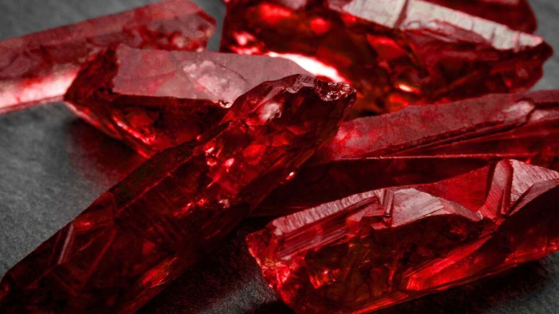 Rod Shapes Red Gemstones On Floor