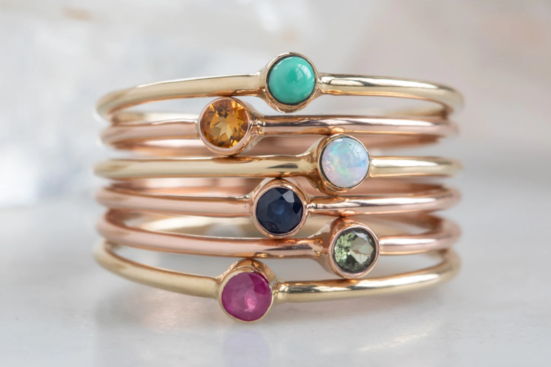 Birthstone Stackable ring with different colors of stones