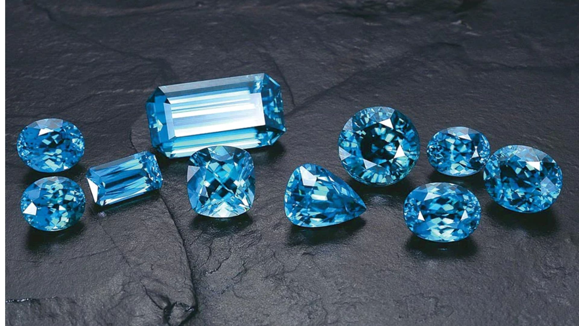 Beautiful Blue Colored Different Shapes And Sizes Of Zircon