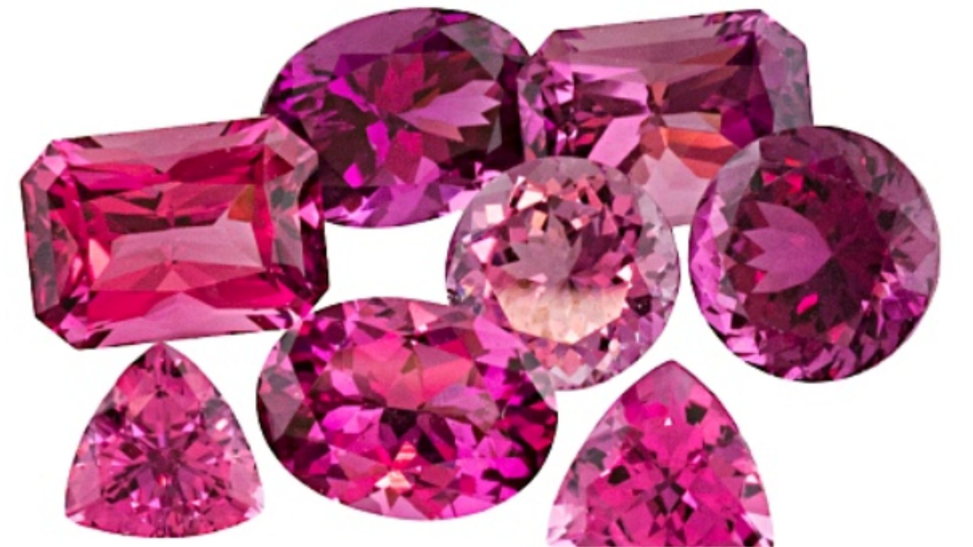 Different Sized And Shapes of Pink Gemstones