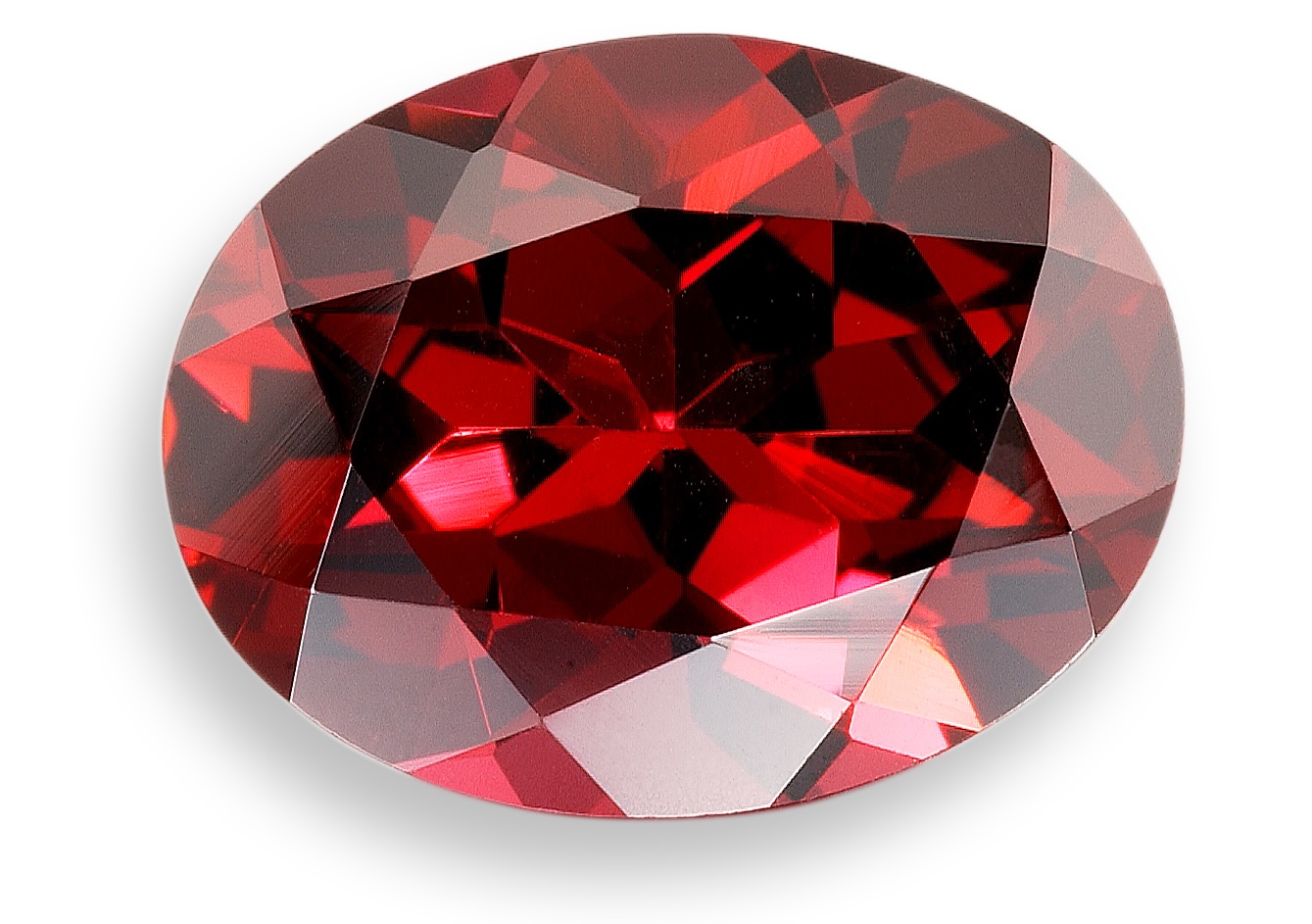 Oval-shaped garnet gemstone