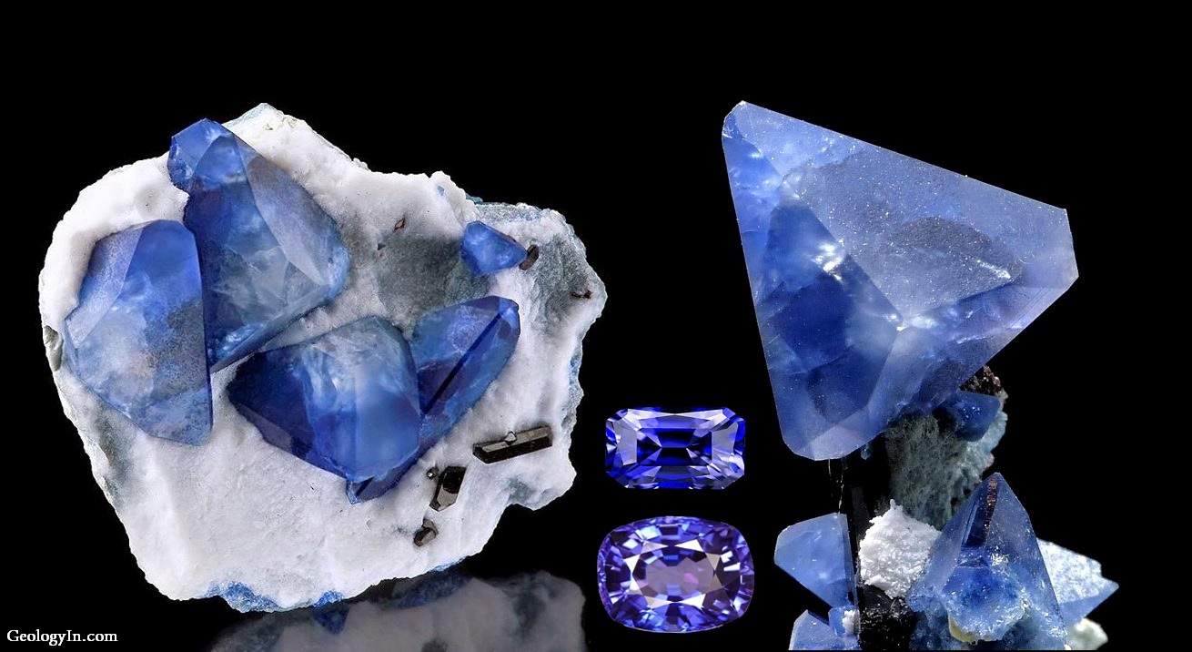 Raw and treated blue crystals
