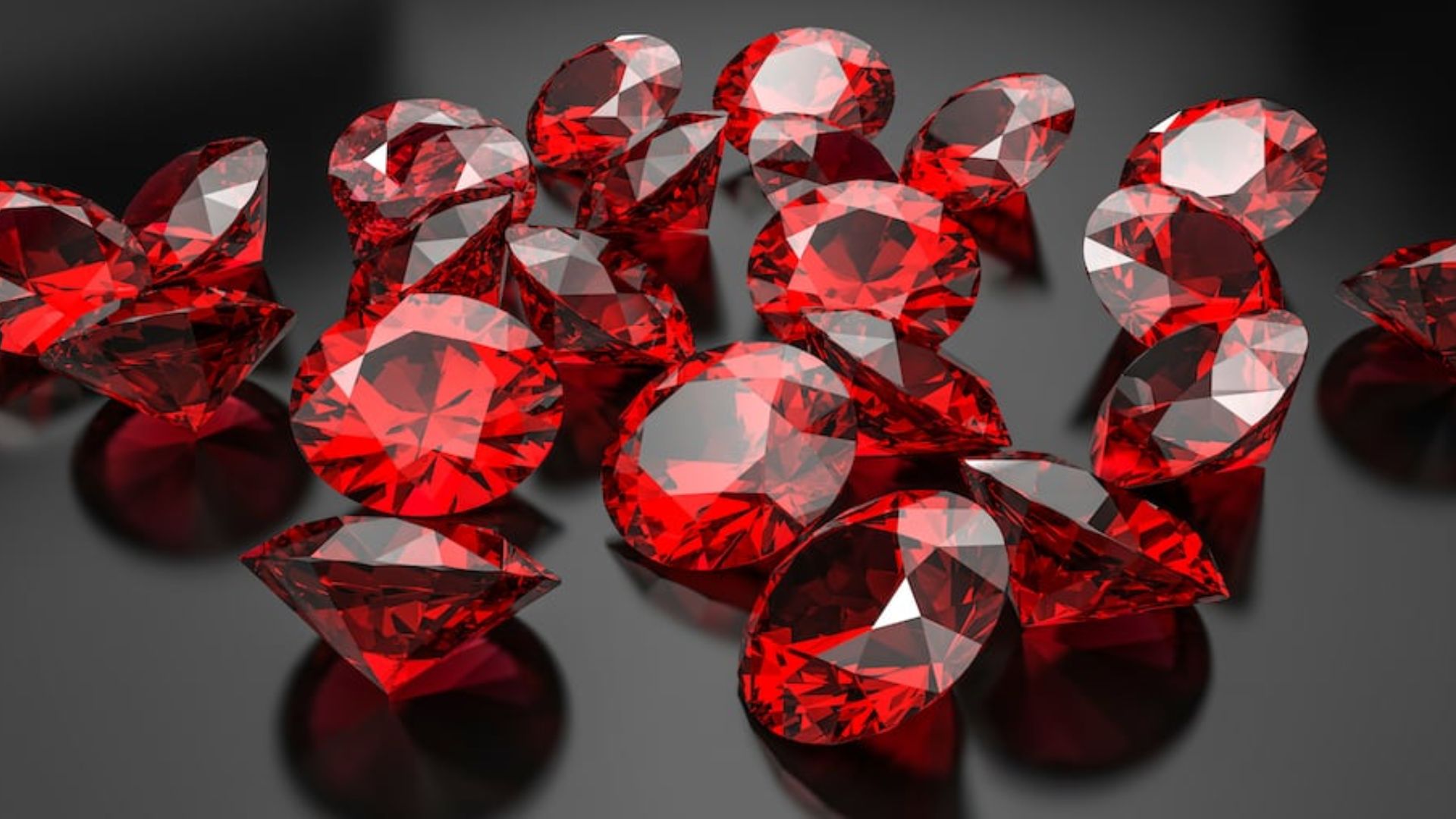 Many Diamond Shaped Red Gemstone