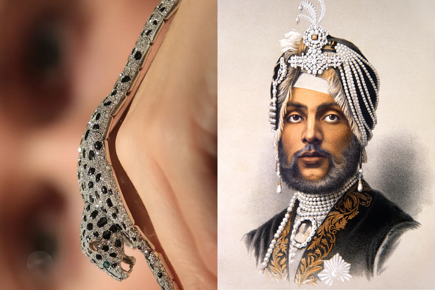 Onyx-and-diamond-embellished Panther bracelet and The famous Koh-i-Noor diamond by the Maharja Duleep Singh