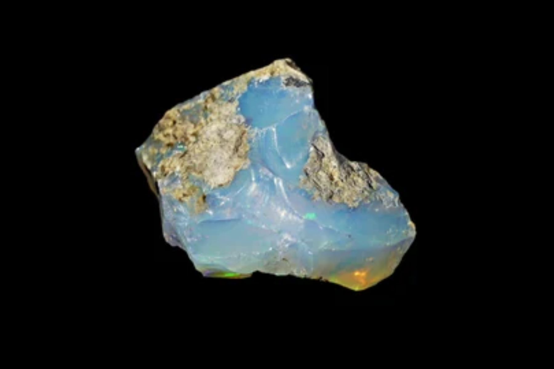 Natural and organic raw opal on a dark background