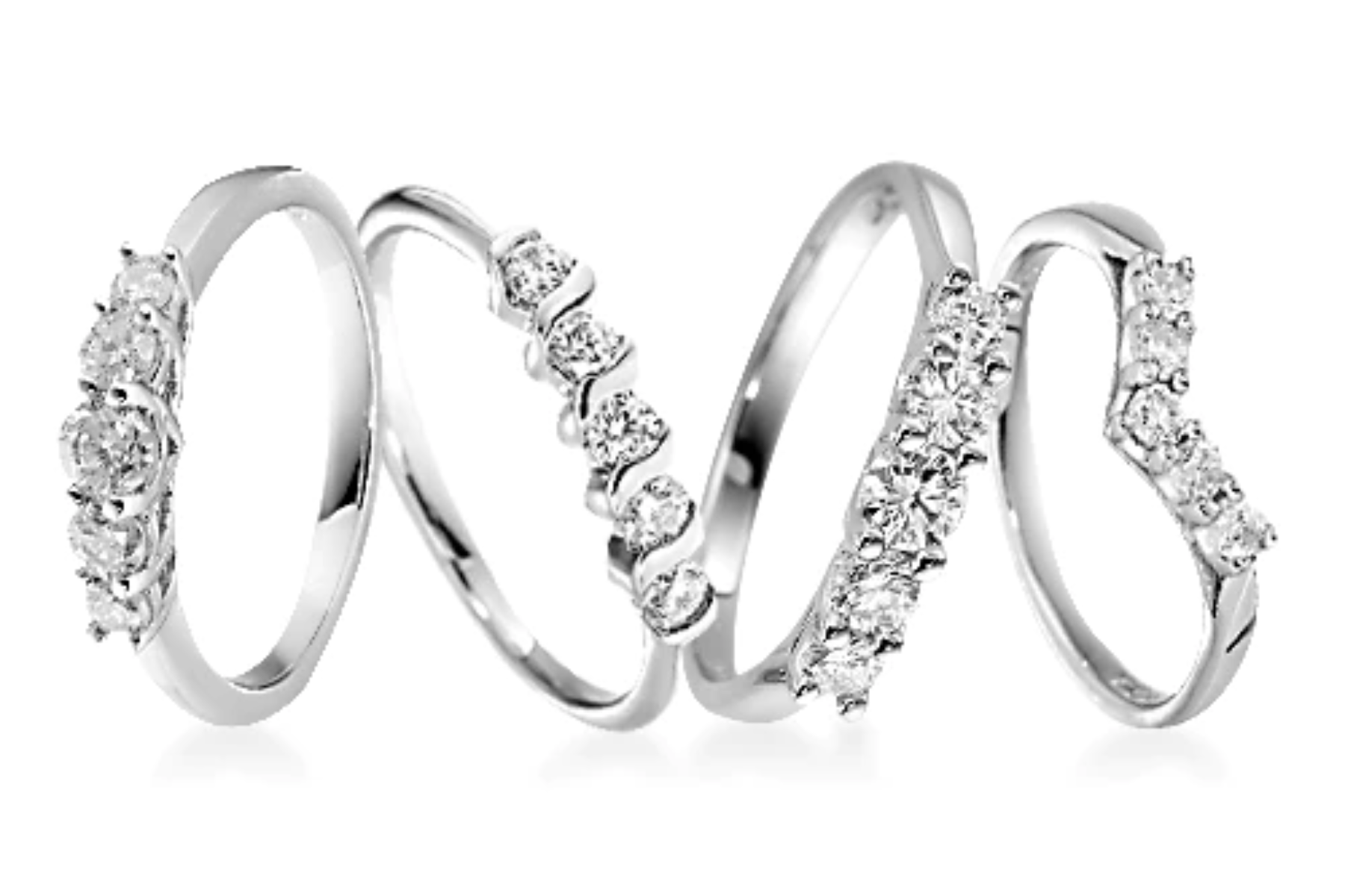 Four different designs of platinum rings