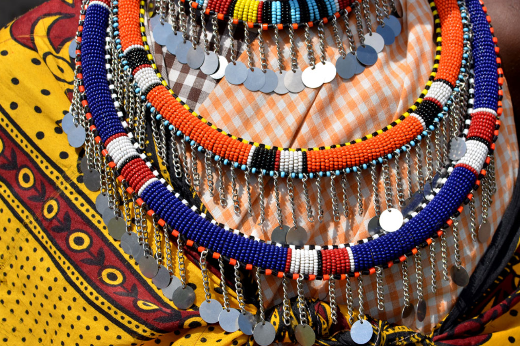 A necklace made of colorful beads