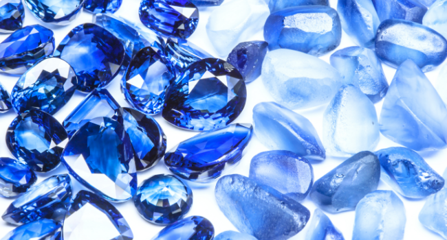 Sapphires in dark and light blue