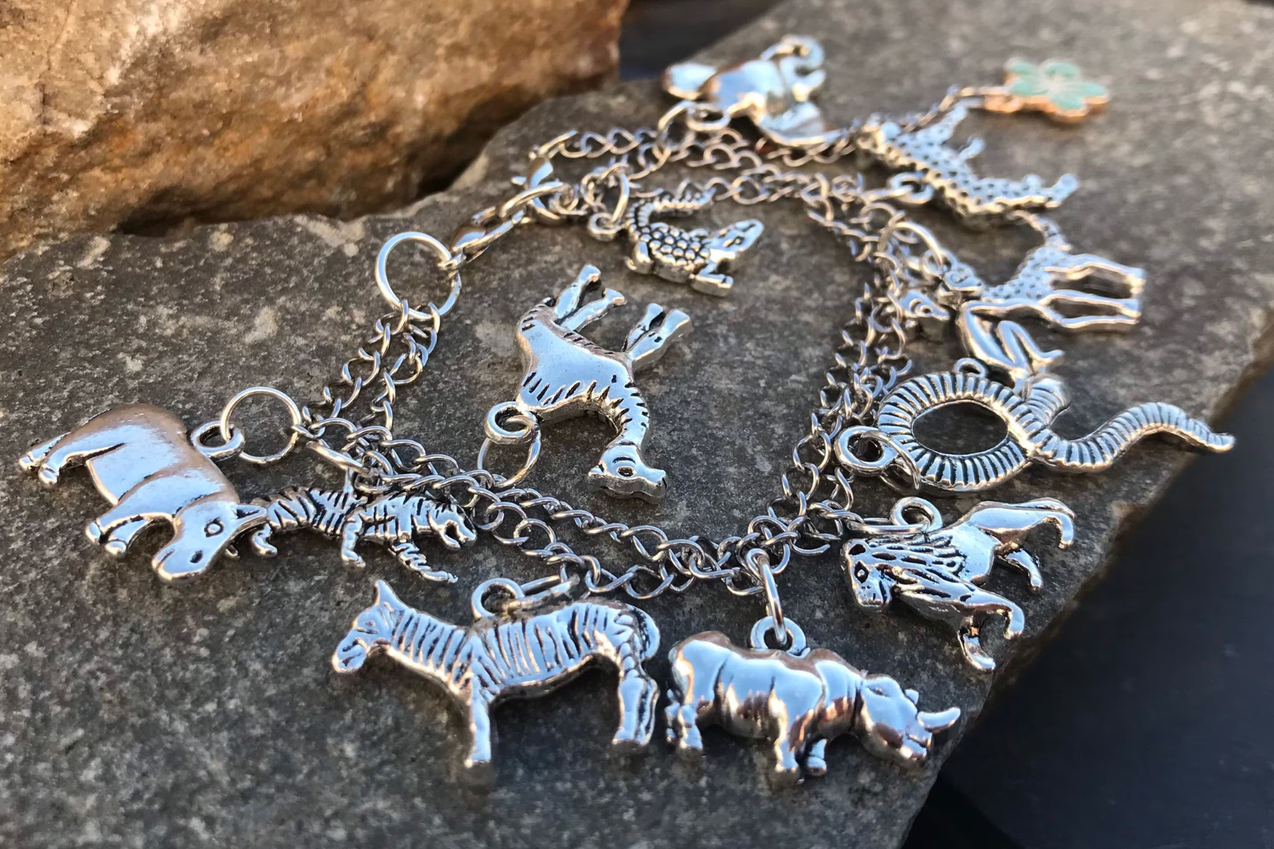 A bracelet with various animal designs