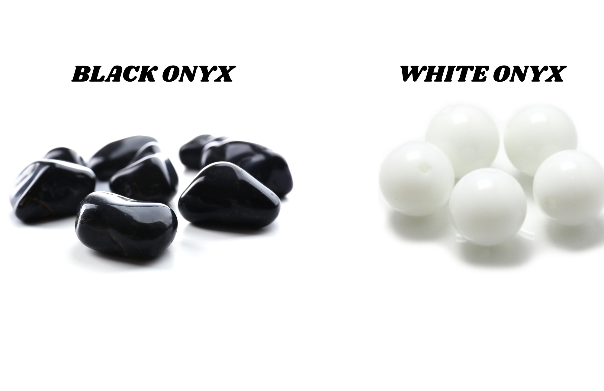 Eight black onyx and five white onyx stones
