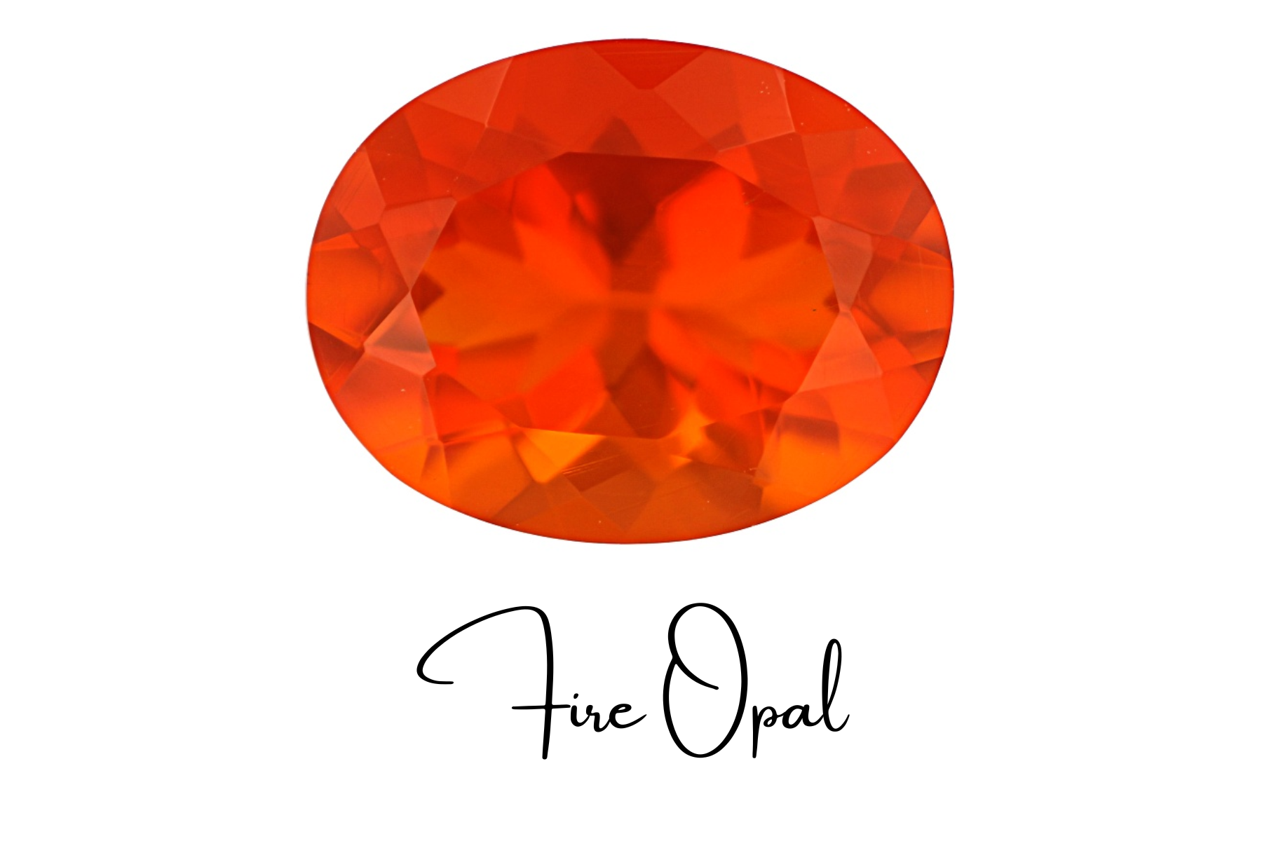An oblong reddish-orange fire opal