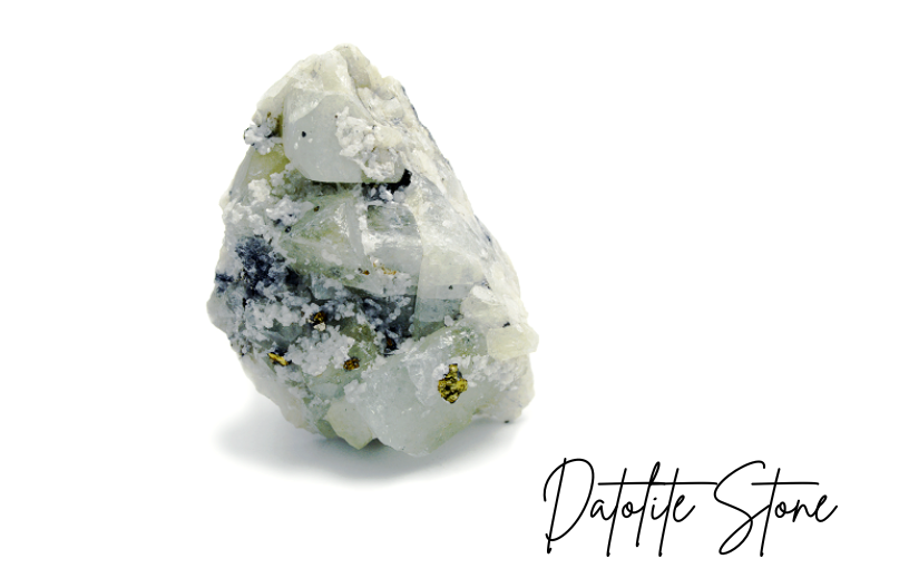 Datolite stone with white stone beads attached on it