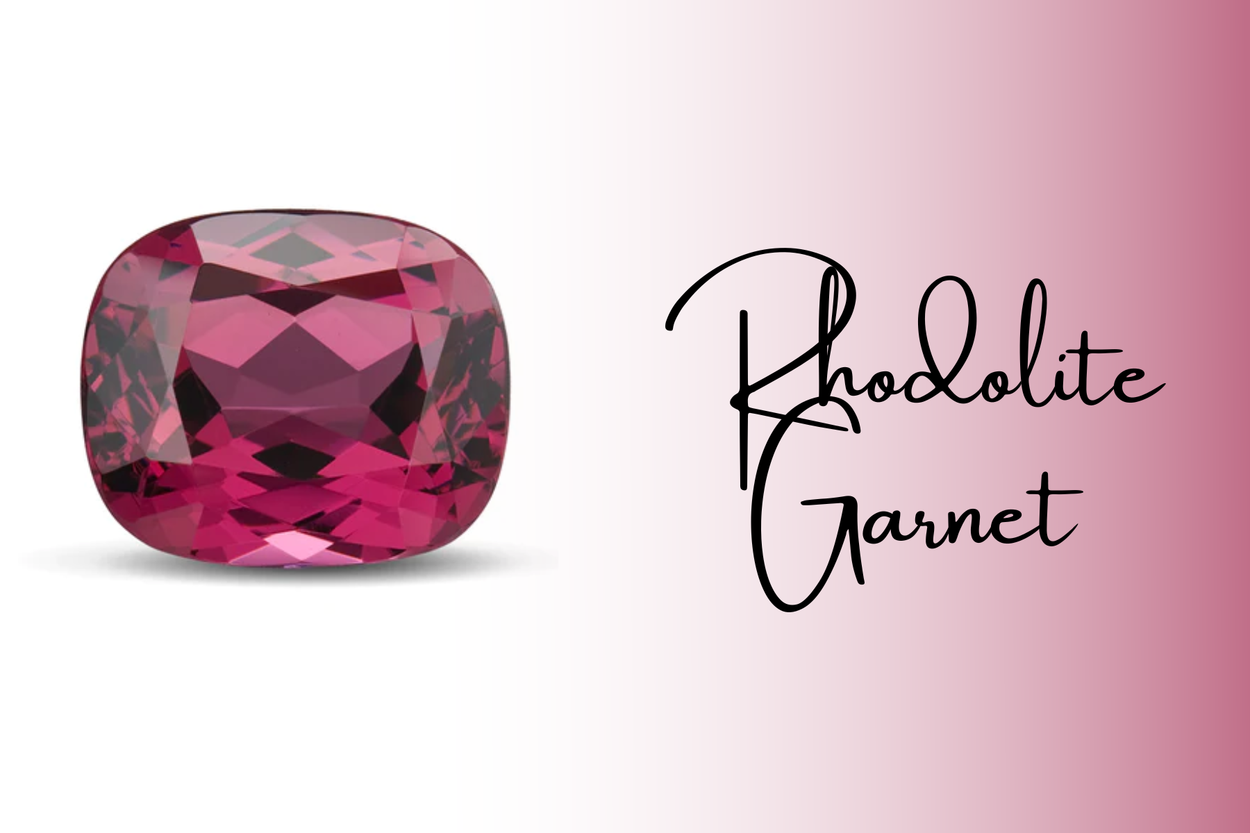 A smooth-cornered deep pink rhodolite garnet
