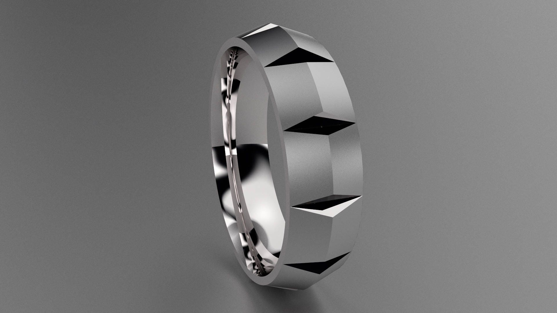 Faceted Brushed Textured Ring