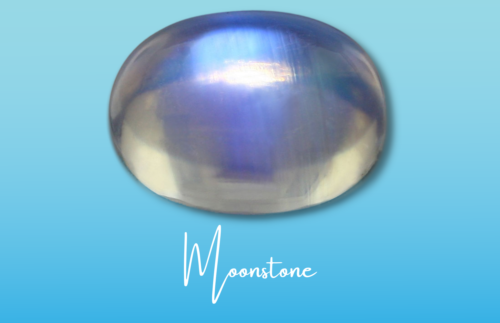 A shine oblong silver moonstone crystal