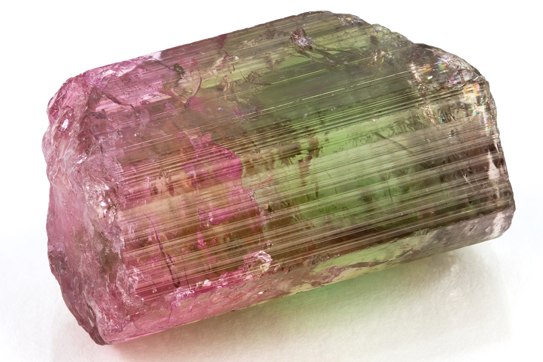 A multicolored tourmaline crystal piece