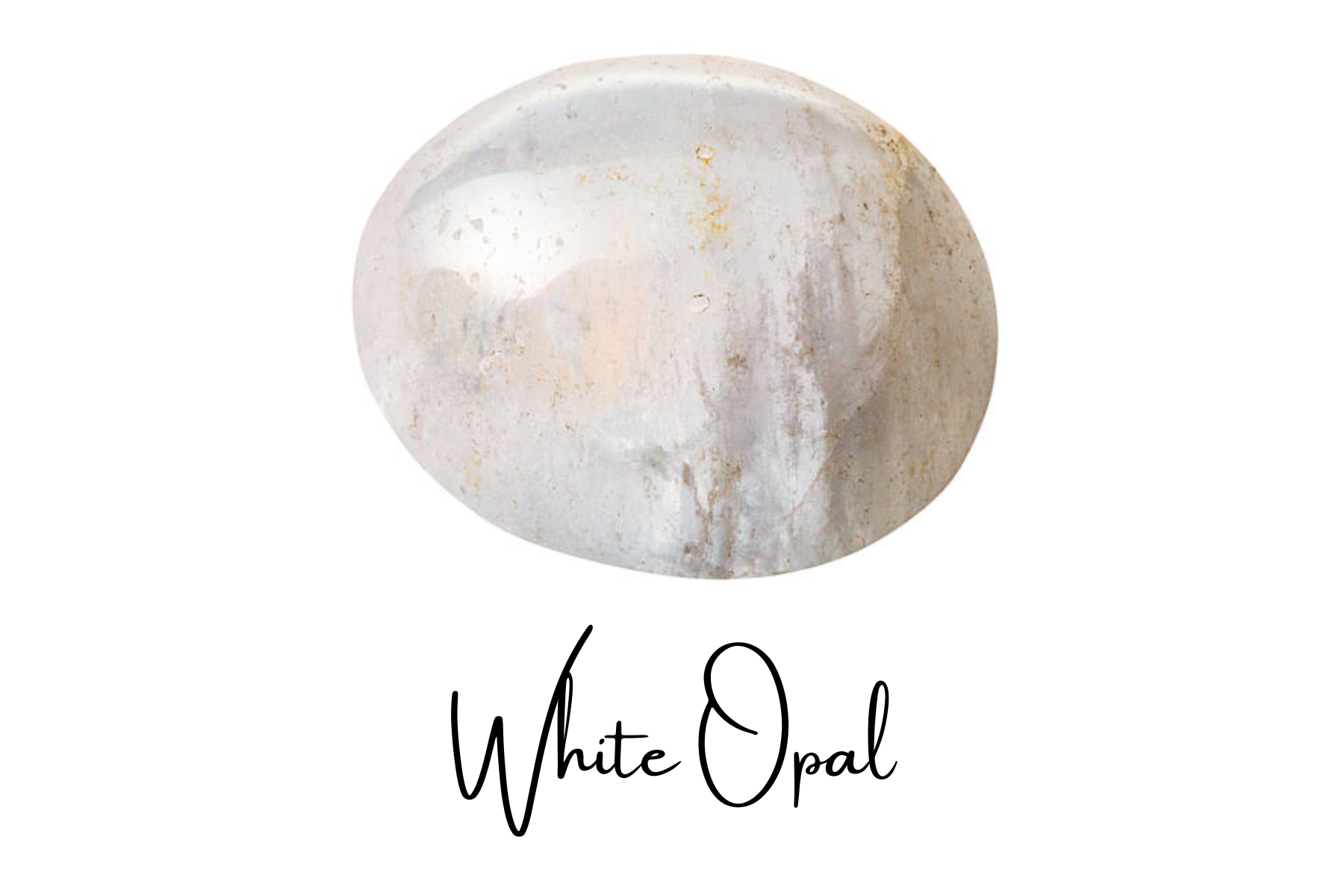 An oblong white opal